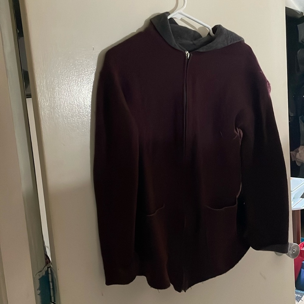 Purple and gray zip up sweater